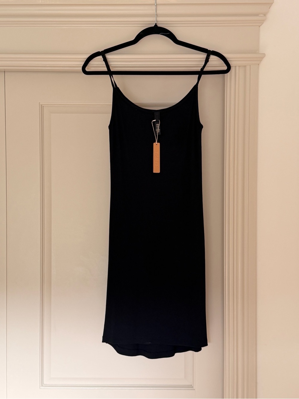 SKIMS Black Ribbed Slip Dress NWT Size Medium
